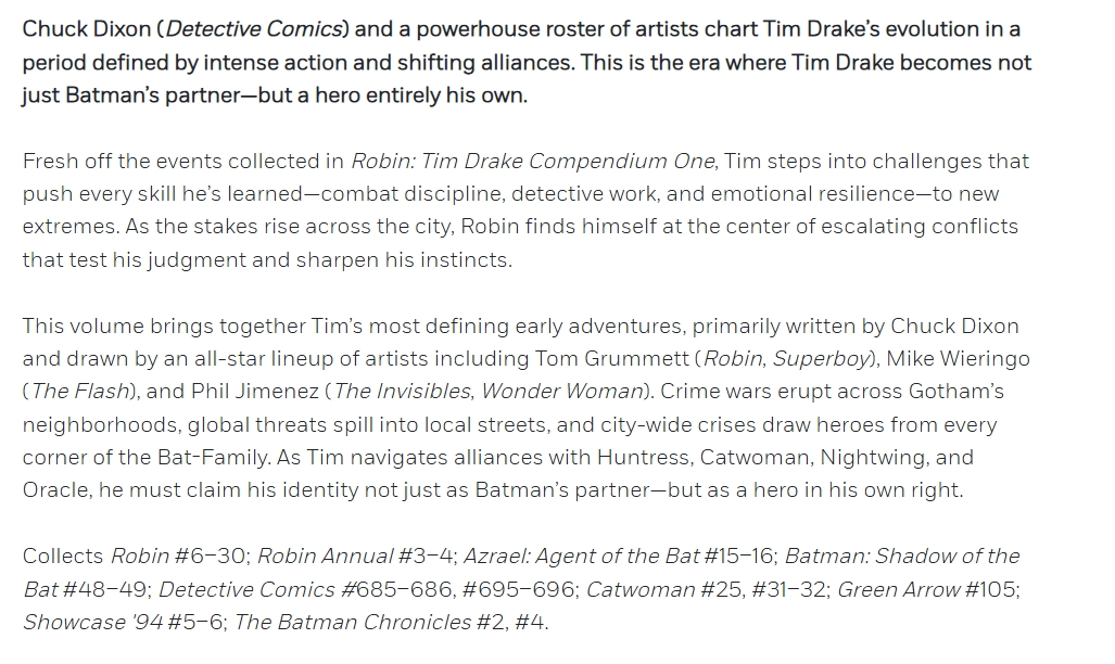 iREUS_SA's tweet photo. DC announced Robin: Tim Drake Compendium Two!

• $59.99 US
• Release date: December 22, 2026
• Page count: 1072 pages https://t.co/4Zt4TrJCpd