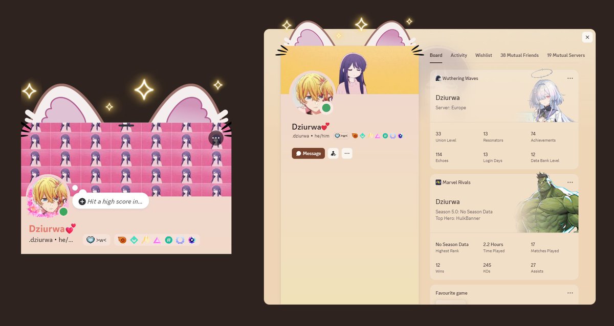 Discord New Leaks Update | Profile Frames
Discord sedang mengerjakan Collectible Item baru di Shop: Profile Frames.  Profile Frames akan muncul di sekeliling dan di bagian atas Profile Card.  Pada versi Mobile, hanya bagian atas bingkai yang akan terlihat.
discord.gg/7t8UYdny4P
