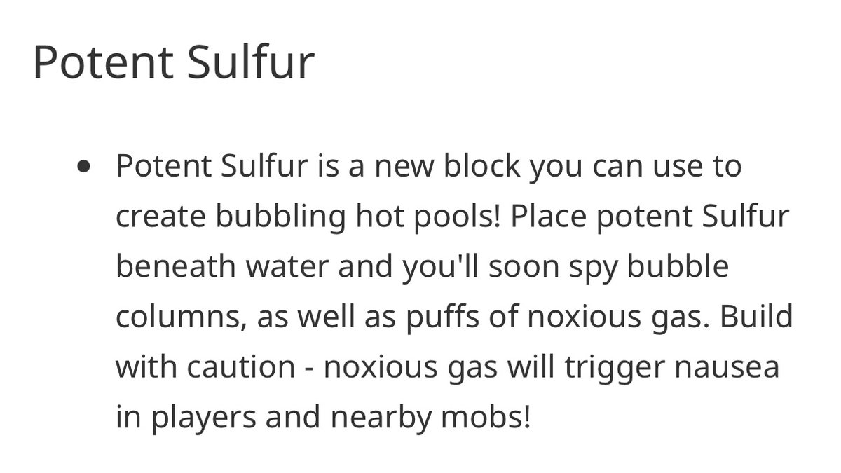 Again, I’m very interested to see how nausea will impact mob behavior. Any ideas?