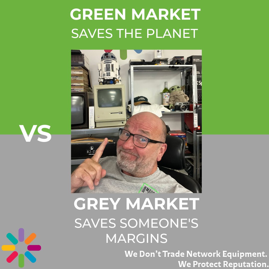 Green vs Grey Market—very different.

Green: refurbished, tested IT reused sustainably—cost-effective, reduces e-waste, and adds real value.
Grey: new kit diverted via dubious discounts—unauthorised, risky, and often illegal.

One supports sustainability. The other cuts corners.
