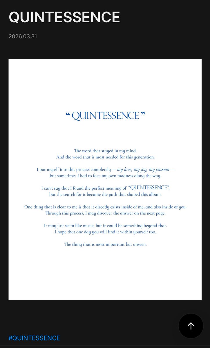 RISEwithSOL's tweet photo. ＴＡＥＹＡＮＧ › 𐌁.𐌔𐌕𐌀Ᏽ𐌄

‘QUINTESSENCE’

https://t.co/HGSpTeCFTx

#TAEYANG #태양 @Realtaeyang https://t.co/8PsJCQzXXt