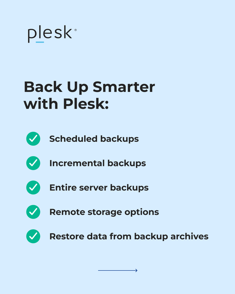 Plesk's tweet image. Hardware fails. Cyberattacks happen. Mistakes happen. It only takes one incident to lose critical data. 
Use World #Backup Day as a reminder to automate, test, and secure your backups with #Plesk, before you need them.