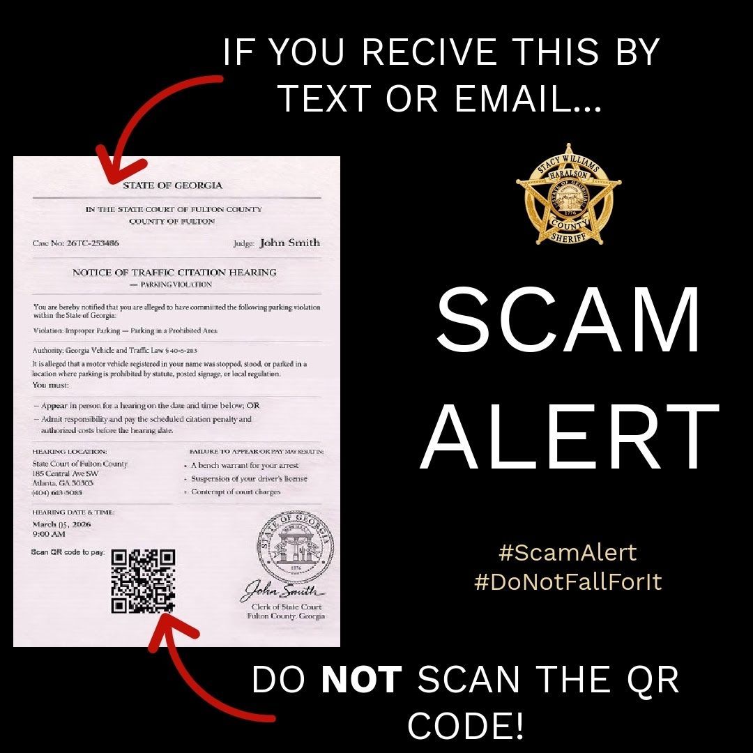 HaralsonSheriff's tweet image. Beware of this common scam going around. Do NOT scan the QR code if you receive this photo in your messages! It is a scam!

#ScamAlert
#DontFallForIt
#HCSO