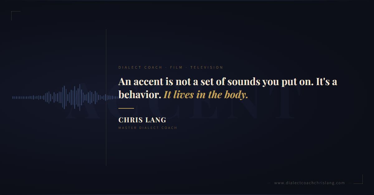 DialectCoachCL's tweet photo. Starting with sounds is backwards. After years of coaching accents for film and TV, I'm certain of this. https://t.co/C95D79Pyrh