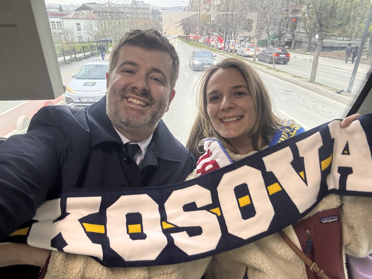 DSGashiRKS's tweet photo. As we ride the bus in Prishtina just hours before tonight’s Kosova-Turkey match, we’re a little excited…Let’s Go Kosova! #ForcaKosova #ForcaDardanët 🇽🇰🦁 @TringeKrasniqi https://t.co/q2AxChHpZ0