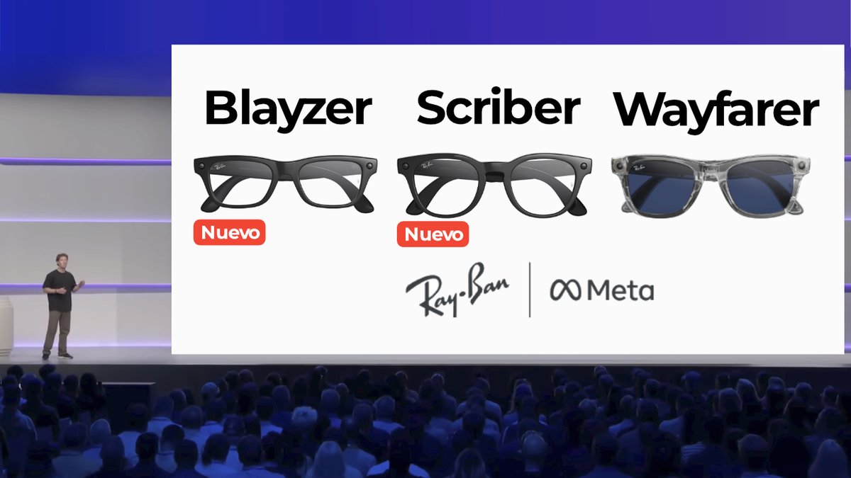 nextmanu_'s tweet photo. 👓 Meta ha lanzado 2 nuevos modelos de Ray Ban Meta, Blayzer y Scriber.

Además de mucha nuevas variaciones para los modelos existentes con IA.

Te cuento todos los detalles en el canal 🔗 https://t.co/PC5jbpHSmW https://t.co/sDK83p10HF