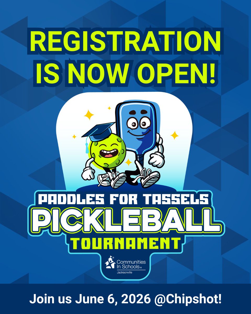 CISJAX's tweet photo. Don’t miss the FIRST-EVER CIS Jax Pickleball Tournament, Paddles for Tassels! 📷Click the link below to view event details, register, and explore sponsorship opportunities. There’s something for everyone of all ages and skill levels! https://t.co/wGzspUggee... https://t.co/euDBYslsEU