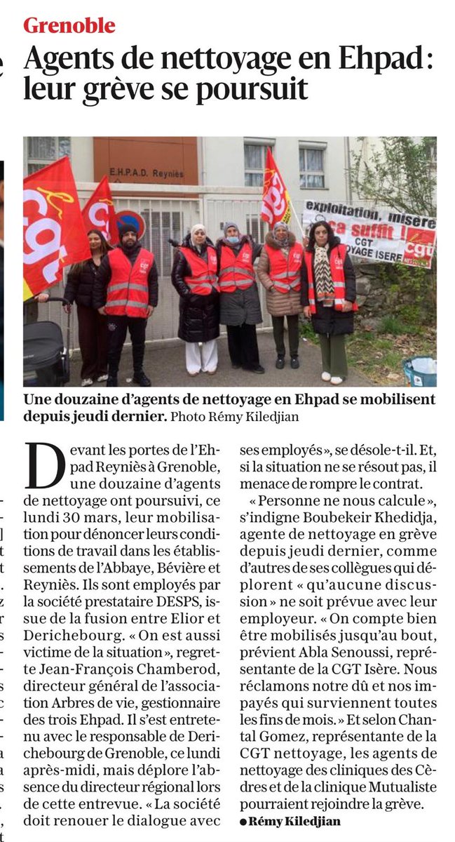 #DESPS (fusion Elior/#Derichebourg)
Demain 6eme jour de grève. Elles lâchent rien !
<a href="/ledauphine/">Le Dauphiné Libéré</a> <a href="/f3Alpes/">France 3 Alpes</a> <a href="/placegrenet/">Place Gre'net</a> <a href="/RTLFrance/">RTL France</a> 
<a href="/ici_isere/">ICI Isère</a>