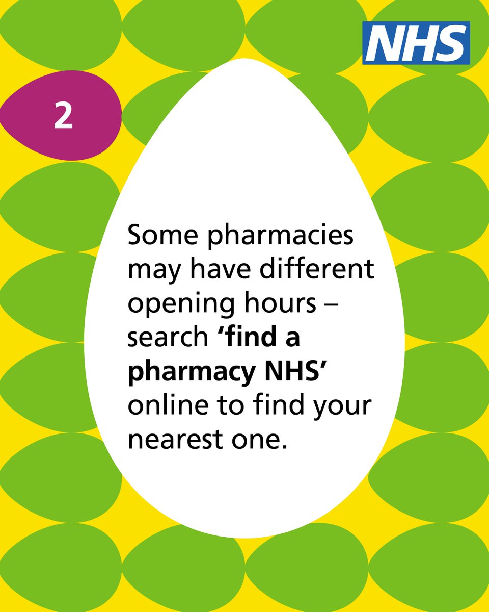 NHSuk's tweet photo. Make sure you’re prepared this Easter bank holiday – order your repeat prescriptions in plenty of time, and check the opening hours of your local services.

If you need urgent help, access NHS 111 by using the NHS App, going online or calling.