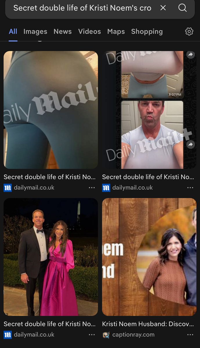 BabyD1111229's tweet image. “Kristi Noem’s husband is today revealed as a secret crossdresser who dons gigantic fake breasts and pink hotpants to chat with online fetish models,” the Daily Mail reports.

“While his wife has operated at the highest echelons of government, handling matters of national