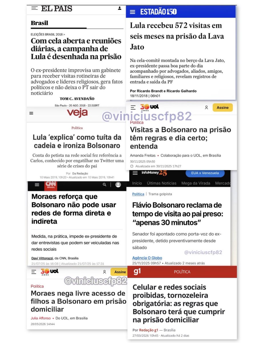 <a href="/CarlosBolsonaro/">Carlos Bolsonaro</a> Diferenças entre a execução da pena de Lula e Bolsonaro.