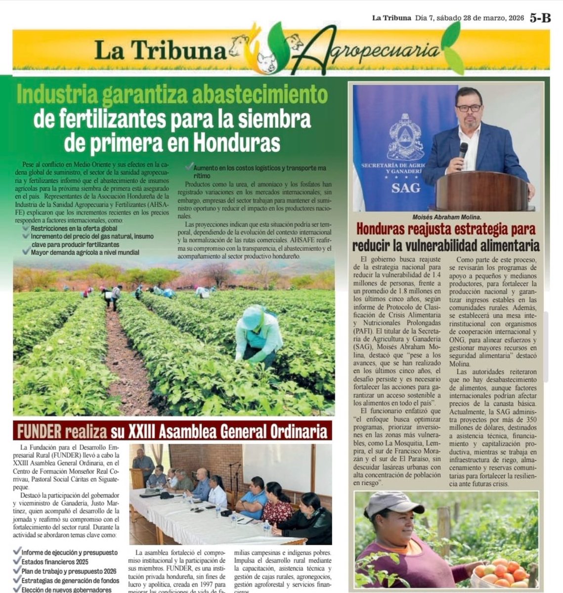 Ahsafe1's tweet photo. Compartimos publicación enLa Tribuna agropecuaria, en donde  la industria, garantiza el abastecimiento de fertilizantes para la siembra de primera,

AHsafe CropLife Latin America Servicio Nacional de Sanidad e Inocuidad Agroalimentaria #fertilizantes https://t.co/YSinAnktyY