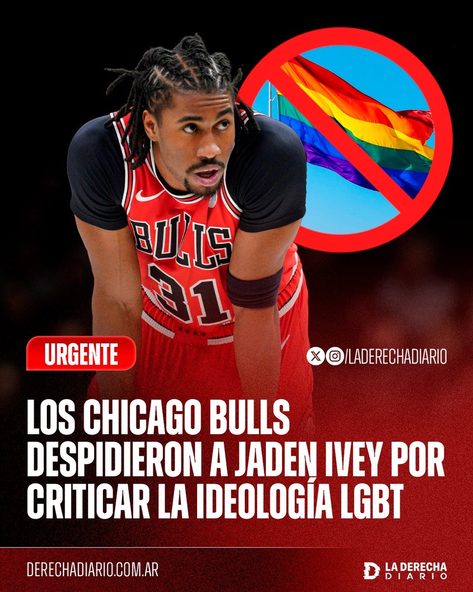 🚨🇺🇸🏳️‍🌈🏳️‍⚧️✝️ | NUNCA CON LOS MUSULMANES: Los Chicago Bulls despidieron al basquetbolista Jaden Ivey por criticar en un video de Instagram al "Mes del Orgullo LGBT" y defender al cristianismo de los ataques del progresismo.

"Lo proclaman, lo muestran al mundo para celebrar la