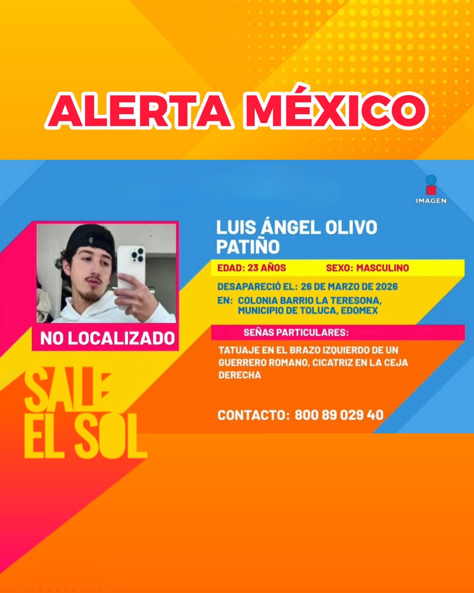 🚨¡ALERTA MÉXICO!🚨

¡Ayúdanos a que regrese a casa! ❤️🏠

📲 #SaleElSol #AlertaMéxico