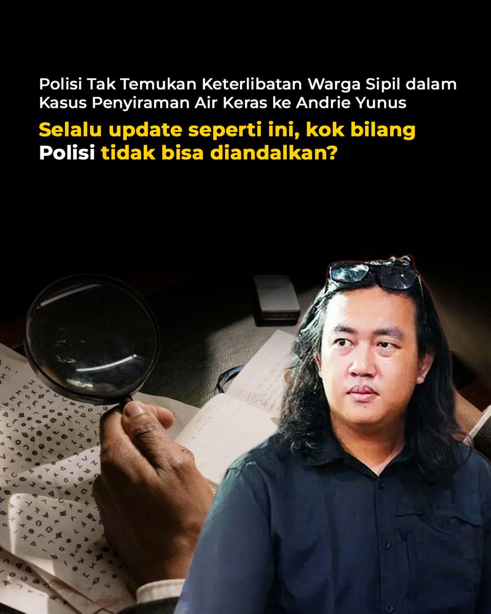 Yakin bgt polri udh krja keras tggal tggu hasil resminya aja

#Polisi #Polri #Andrieyunus #AktivisKontras