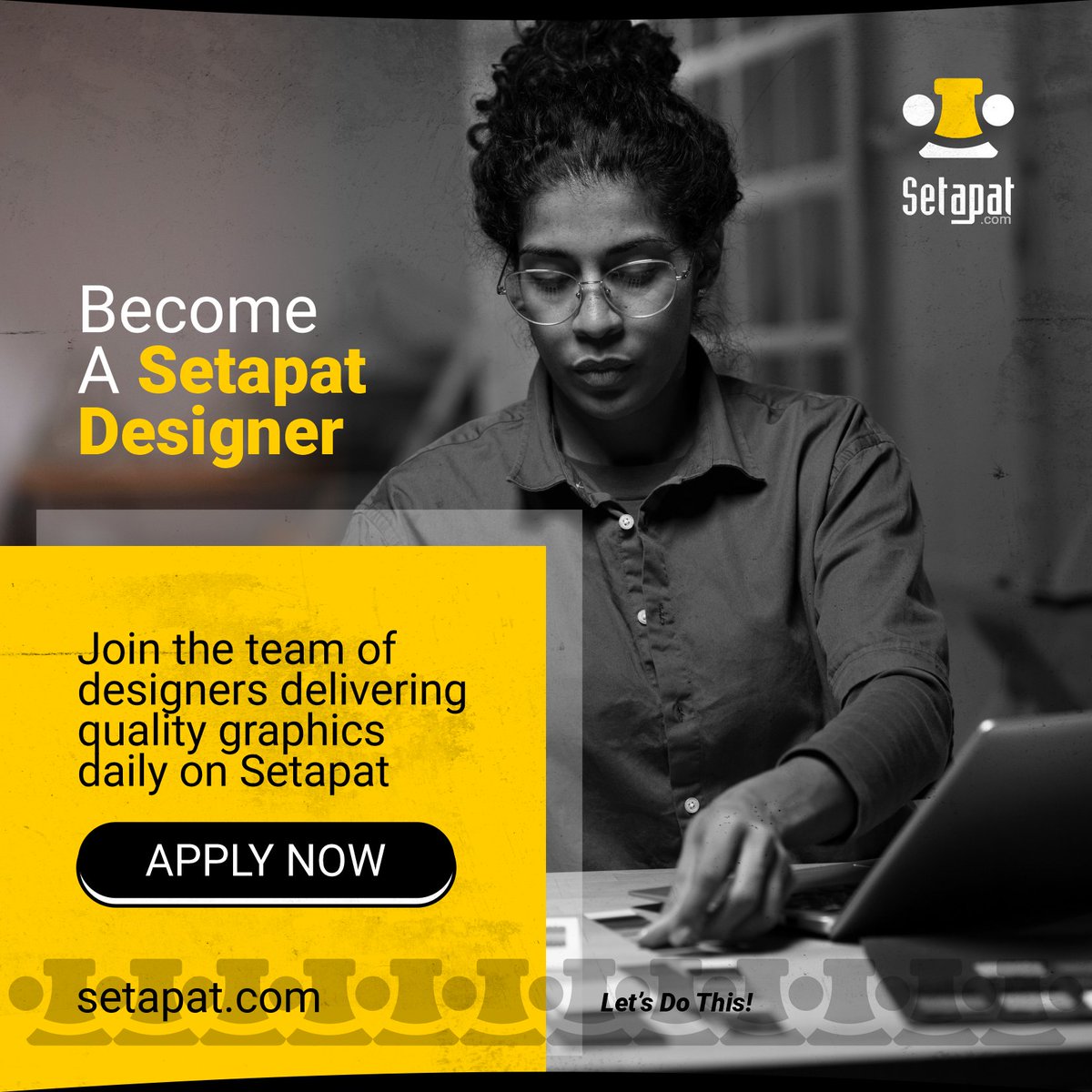 Design With Purpose. Earn With Structure.

We’re now open for limited designer applications at Setapat.
We’re looking for graphic designers who deliver original, consistent, high-quality work within a structured system.

Apply here: designer.setapat.com/accounts/apply