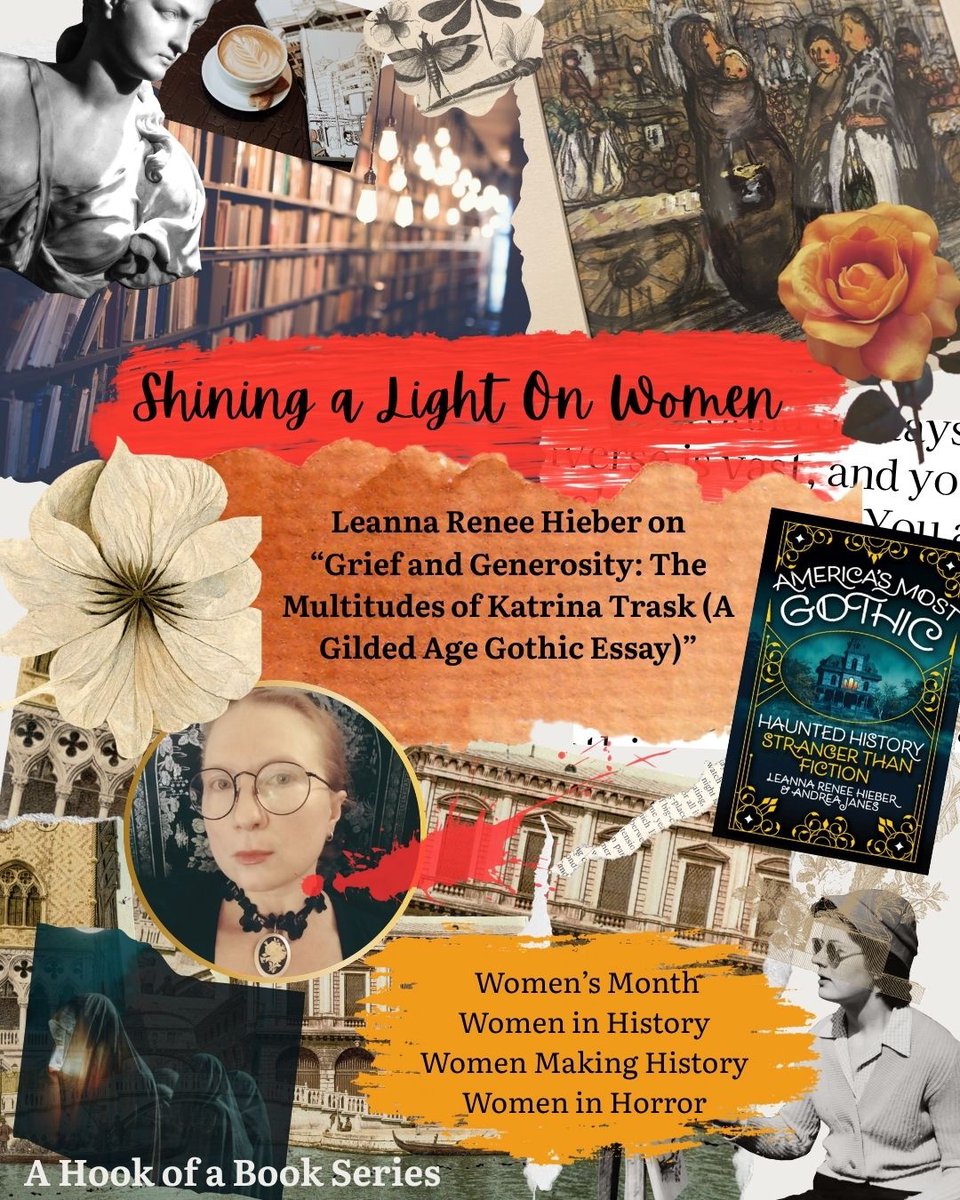 ErinAlMehairi's tweet photo. On Hook of a Book yesterday, co-author of America’s Most Gothic series, @Leannarenee, is featured for women in history &amp; horror with an essay on Gilded Age author &amp; poet Katrina Trask &amp; the beautiful book she was given by her while on book tour. 

https://t.co/KCkS5ob1Gl https://t.co/r7gAaEwc4f