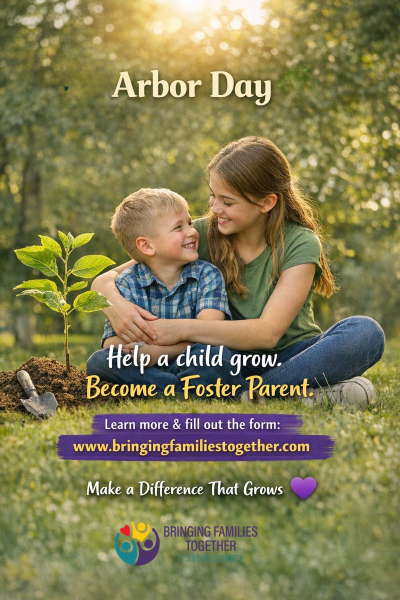 TweetsbyBFT's tweet image. 🌳 Arbor Day 🌳

Small actions grow into lasting impact. Consider making an investment that lasts a lifetime—helping a child grow.

Learn more: bringingfamiliestogether.com/become-foster-…

#BringingFamiliesTogether #ArborDay #FosterCare