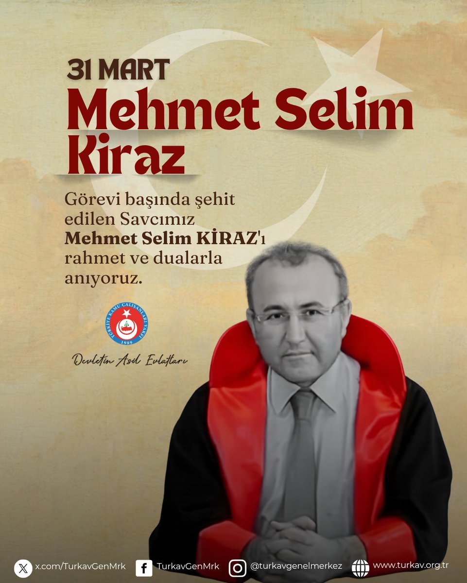 Görevi başında şehit edilen Savcımız Mehmet Selim KİRAZ'ı rahmet ve dualarla anıyoruz.