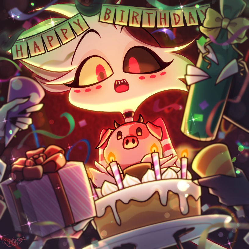 Happy Birthday🕷️🩷🤍🩷
エンジェルお誕生日おめでとう～！！🎉
#HazbinHotelAngelDust #angeldust