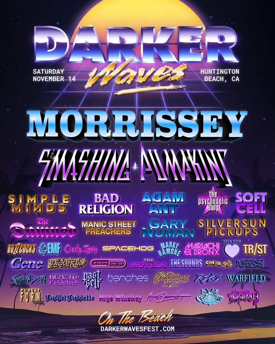 darkerwavesfest's tweet image. long time no see, Darker Waves is back with your 2026 Lineup 🖤

presale begins Thurs, 4/2 @ 10AM PT. access the lowest price GA Tickets for 1 hour by signing up for a presale passcode at darkerwavesfest.com 

prices increase at 11AM when the public on-sale begins.