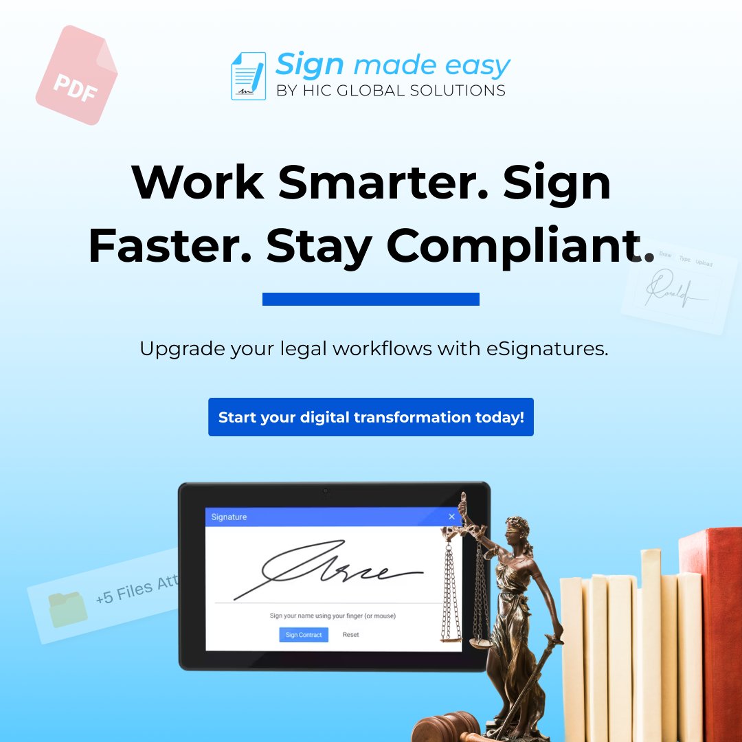 Signmadeasy's tweet image. Legal workflows are evolving fast, and in 2026, speed and compliance go hand in hand.

From client onboarding to contract approvals, legally compliant #eSignatures help law firms eliminate delays, reduce paperwork, and ensure every document is secure.
 signmadeasy.com/blog/how-legal…