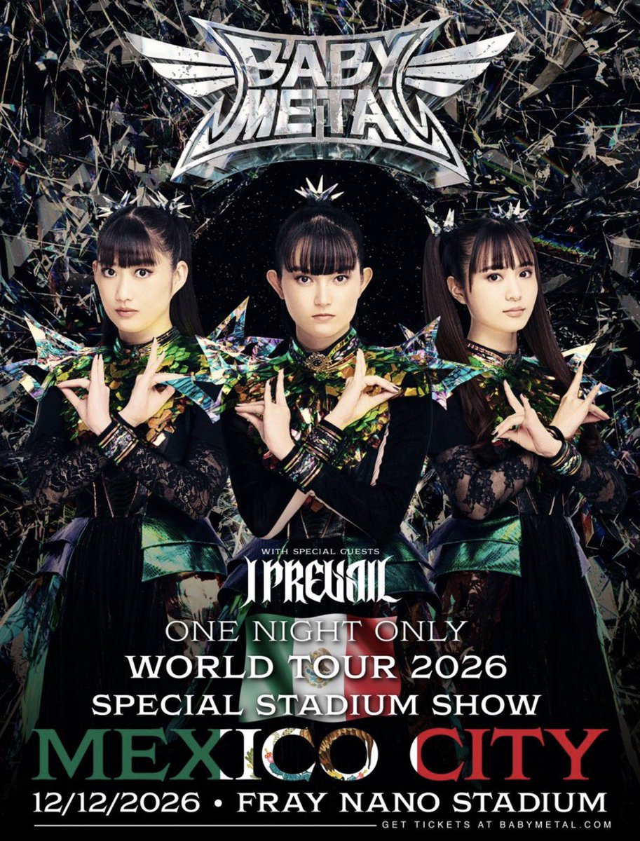 SKI_METAL's tweet photo. MEXCO CITY LIVE 良いなぁ
ベビメタとI PREVAIL 共演コラボ有れば楽しいんだけどなー
2023年11月NEXT_FESTに出演
そのパフォに感動してしまい、高価なフーディを買ってしまった。また来日してくれたら着ていけるのになあ
#BABYMETAL
#I_PREVAIL
#MEXICO_CITY https://t.co/LJuXCK4ZNn