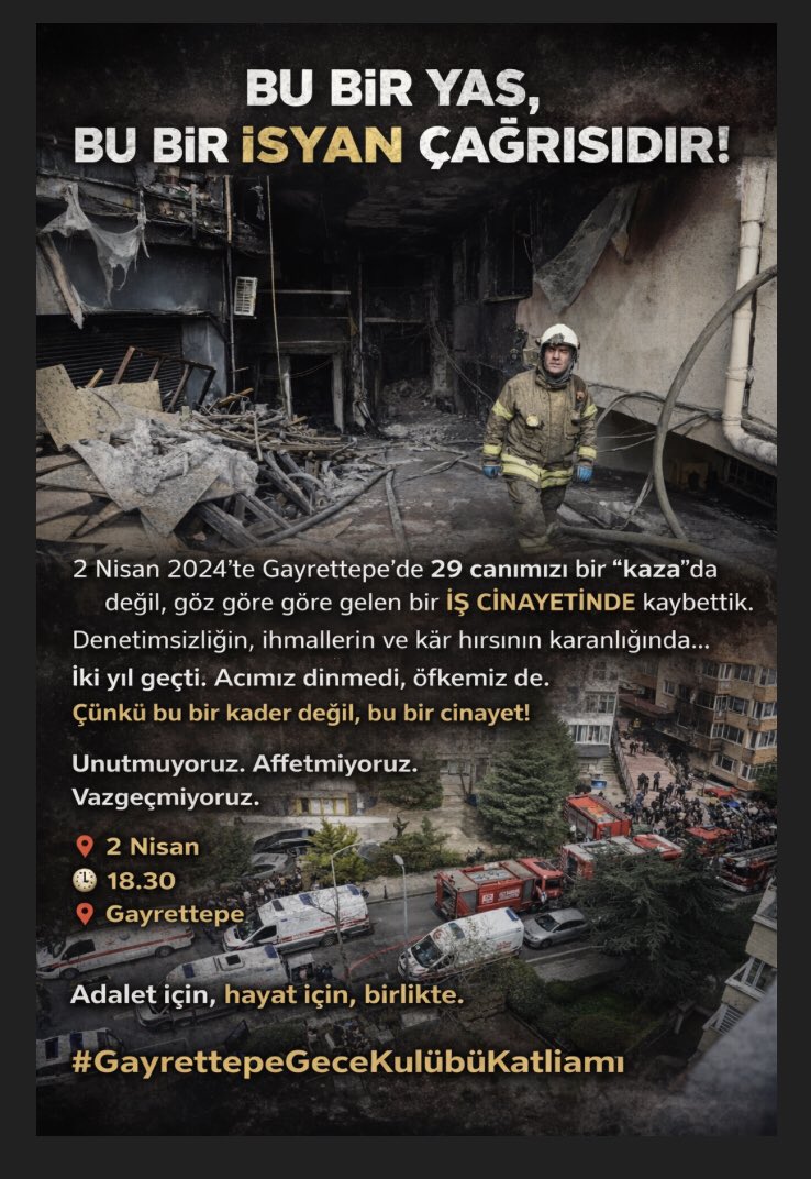 2nisan2024's tweet photo. 2 Nisan Perşembe günü saat 18.30 da 
o çok ünlü gece kulübünün önünde anmamız olacaktır
 #GayrettepeAdaletPeşinde https://t.co/K8MEcfmkH1