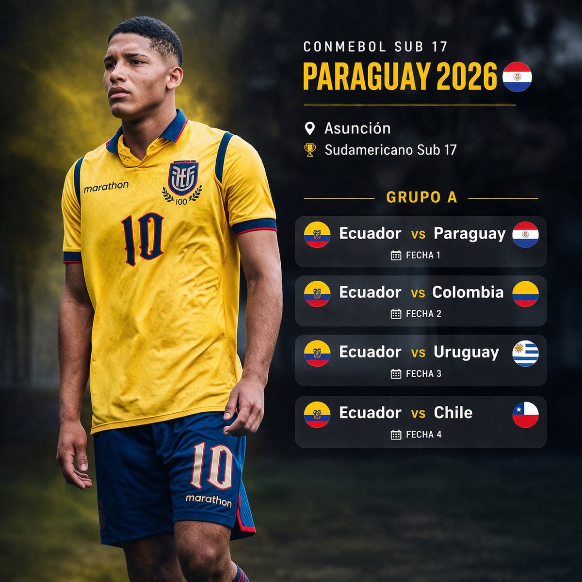Jandry Calle representará a <a href="/LaTri/">La Tri 🇪🇨</a> en el Sudamericano Sub 17 en Asunción, Paraguay del 3 al 19 de abril.