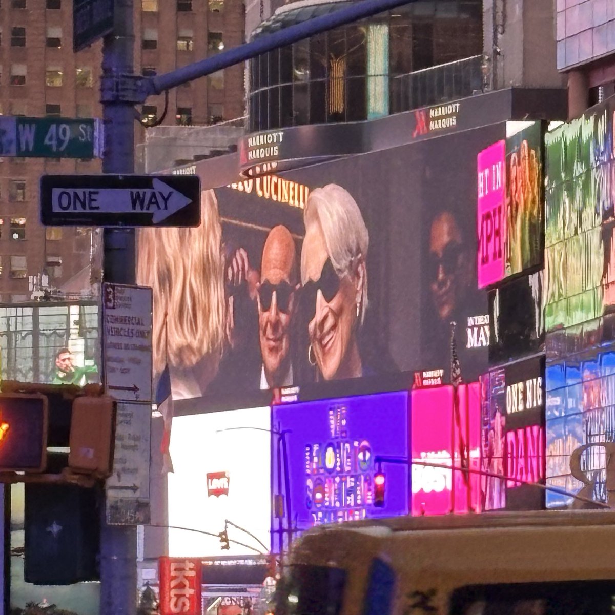Simone Ashley's character in The Devil Wears Prada 2, Amari, seen on a billboard in Times Square, NYC ✨️