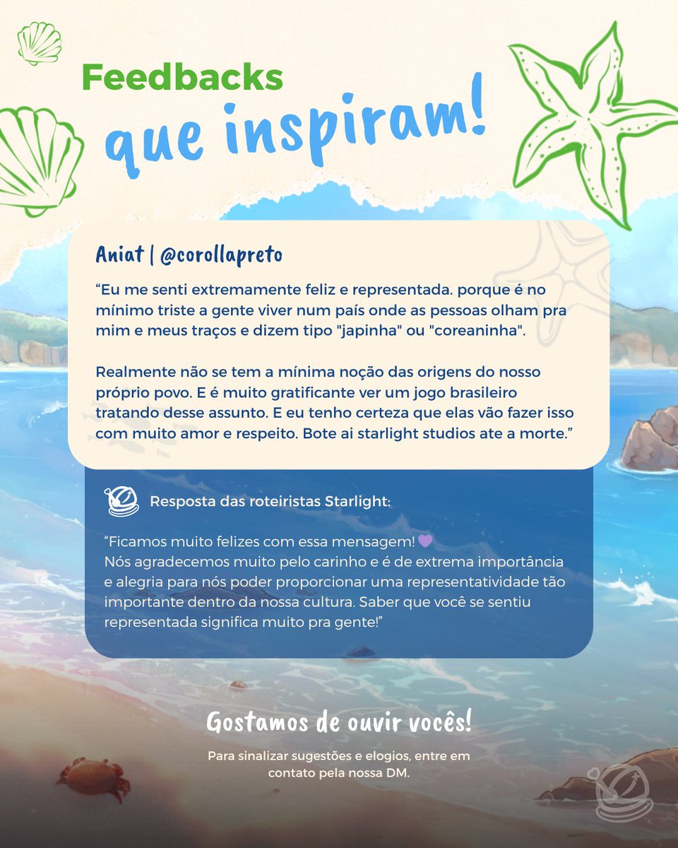 starlightgamess's tweet photo. Aniat (@corollapreto ) a equipe Starlight ficou muuuito feliz com seu feedback! 💜💫

A rota da Gabi é importante pra gente e cuidaremos da Gabi com muito carinho e respeito! Ouso dizer que é uma das rotas mais interessantes do Amores de Verão 🌊☀ #AmoresDeVerão https://t.co/2rZe9frJ44