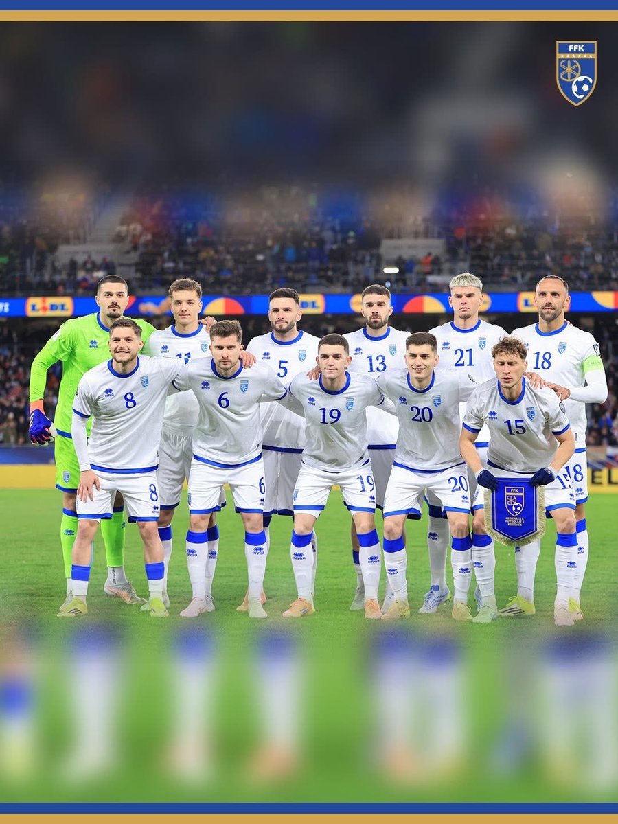 VjosaOsmaniPRKS's tweet photo. Today, our country echos with one heartbeat, one voice, one dream: behind our fantastic @FFK_KS team!

One match away from the #FIFAWorldCup! Whatever the result, our players have already made a whole nation stand taller, believe stronger, and dream bigger.

We also proudly welcome our Turkish friends for this historic night of football and friendship.

Forca Dardanë! Forca Kosova! 🇽🇰