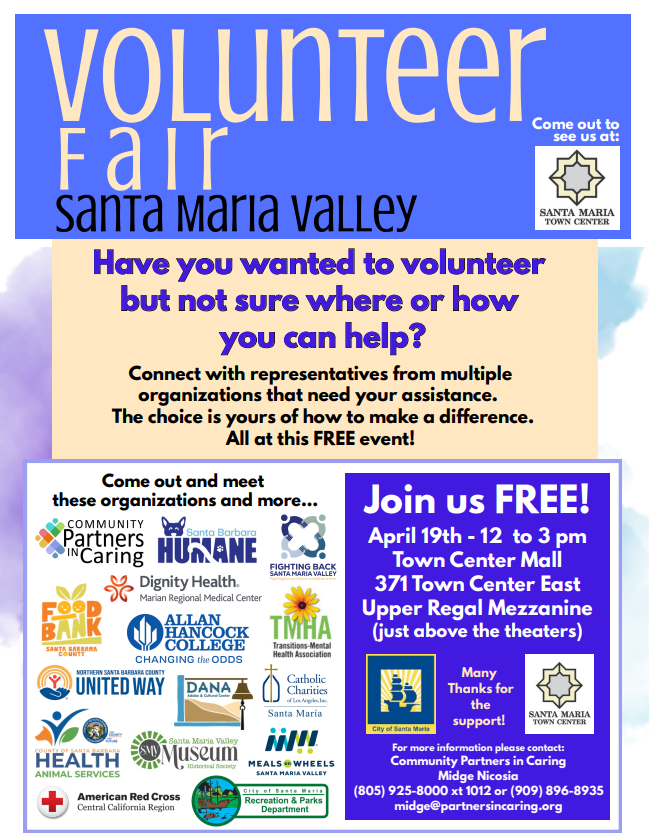 CPCaring's tweet photo. Volunteer Fair Santa Maria Valley! Happening in less than 3 weeks, see you all there! https://t.co/PrsLjkEdDg