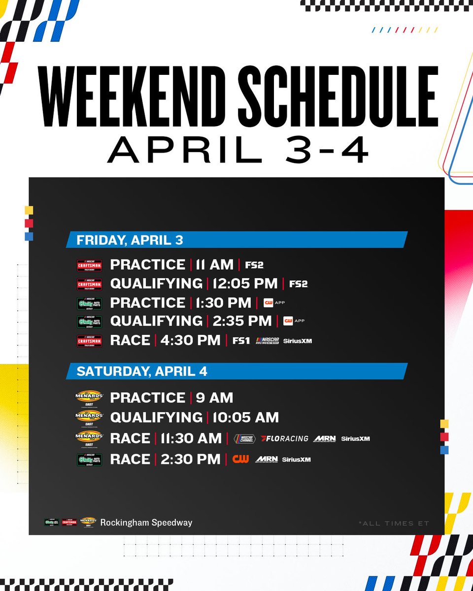 The Cup Series is off, but do not miss any of the on-track action at <a href="/Rockingham1965/">Rockingham Speedway</a>! 🪨