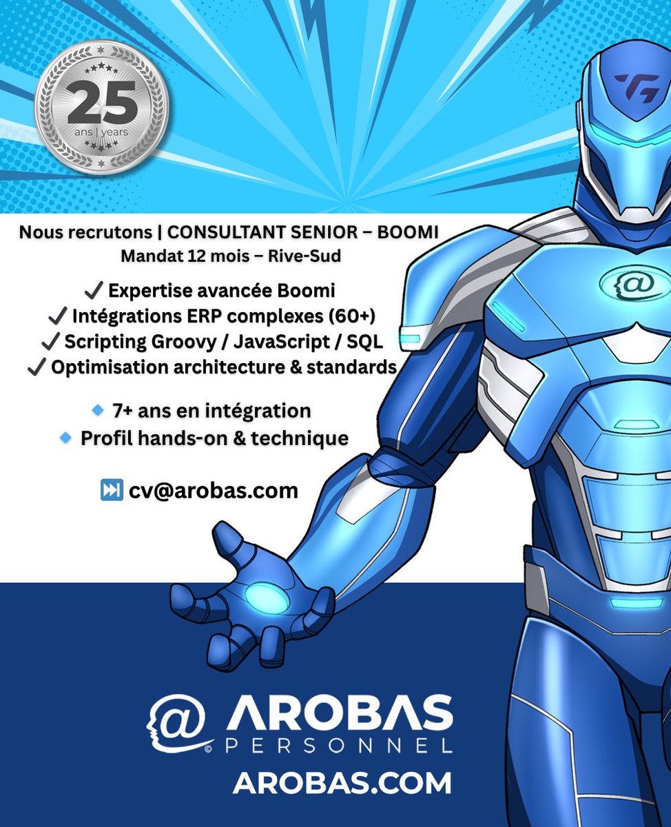 ArobasPersonnel's tweet photo. Arobas Personnel recherche un expert #Boomi hands-on pour soutenir un projet ERP d’envergure comportant plusieurs intégrations.

Intéressé ou référence à partager? Contactez-nous en privé ou envoyez votre CV ⏭️ cv@arobas.com https://t.co/sYuhGgFScZ