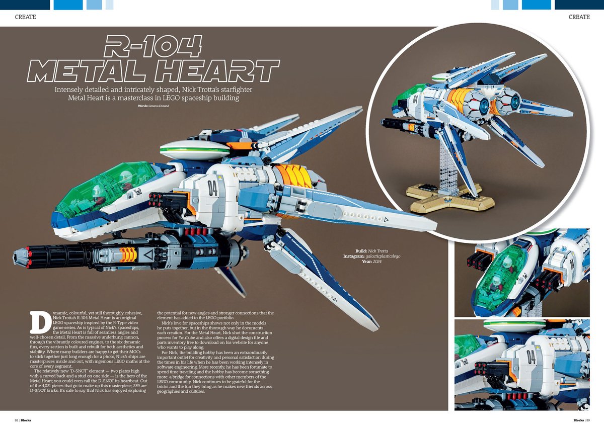 blocksmagazine's tweet image. Discover a #videogame MOC that'll steal your metal heart in Blocks Issue 138, available NOW at BlocksMag.com! Nick Trotta's R-104 Metal Heart spaceship from the R-Type games gets a Blocks MOC showcase full of spectacular building techniques and thrills.

#LEGO #Gaming