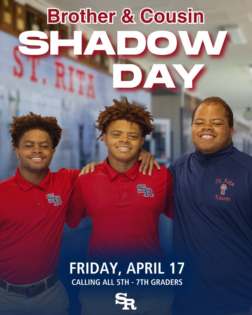 Ritamen, have a younger brother or cousin in 5th - 7th grade?
Now’s the time to get them signed up for our Brother &amp; Cousin Shadow Day! It’s the perfect opportunity to experience the St. Rita brotherhood and the St. Rita Family firsthand.

Register today: stritahs.com/shadow-days