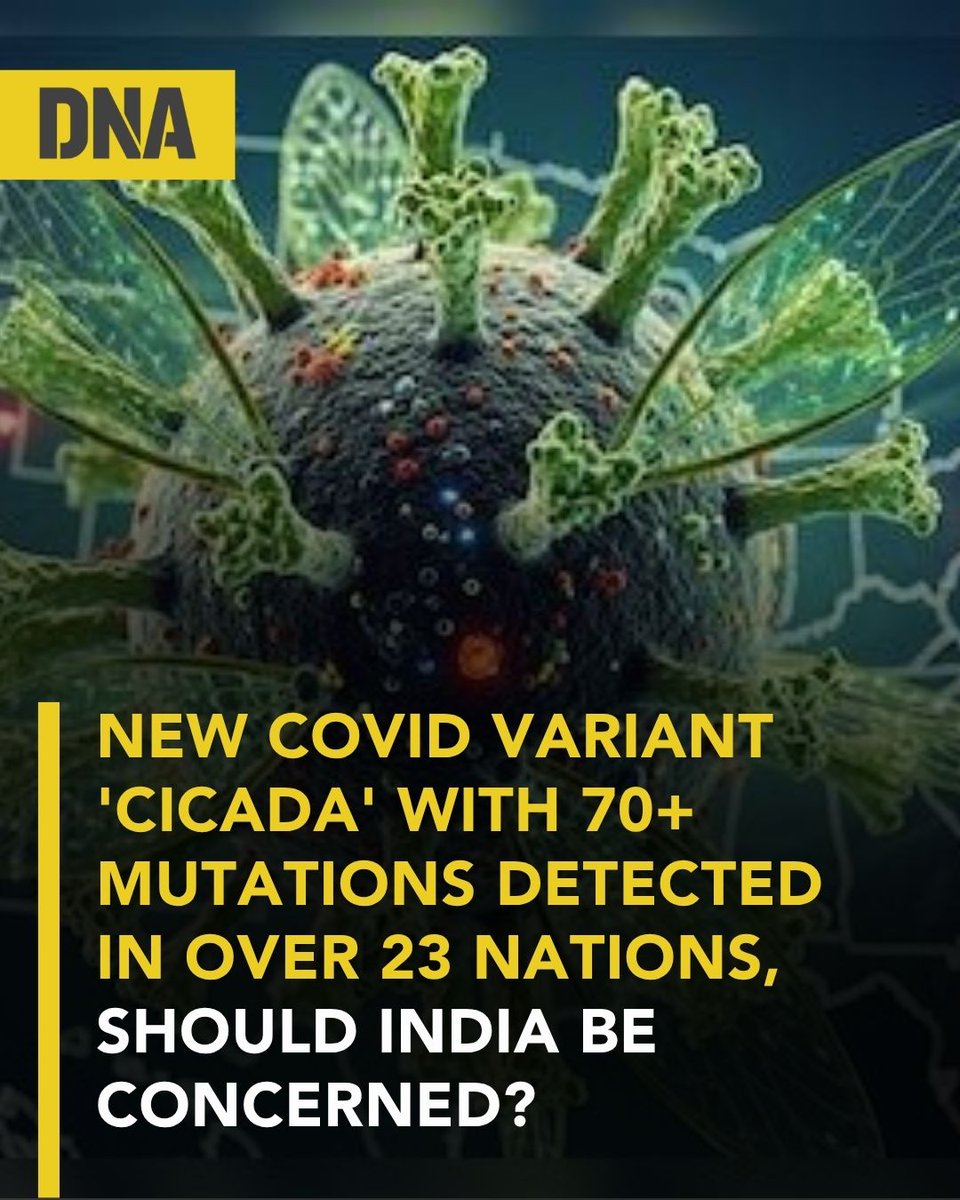 dna's tweet image. A new strain of Covid-19 nicknamed ‘Cicada’ has been detected in over 23 nations. It comes from the Omicron family of the SARS-CoV-2 virus. Its symptoms are similar to that of earlier variants of Coronavirus.

Read Here: dnaindia.com/world/report-n…

#DNAUpdates | #COVID19 | #Cicada