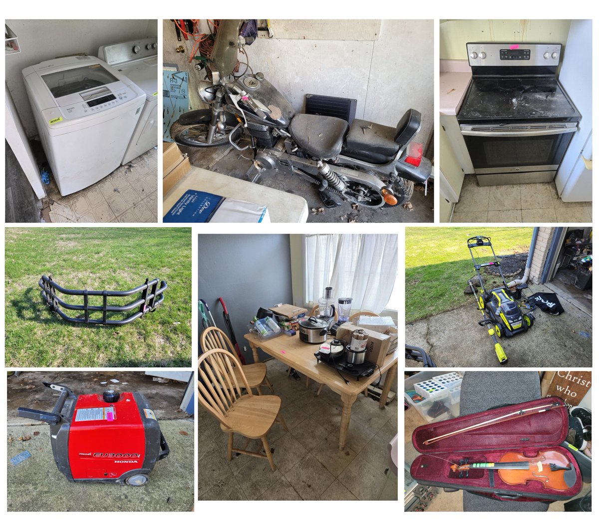 BrosNess's tweet photo. Suzuki Savage Motorcycle, Tools, Appliances, Household Furniture and Decor, Mendini Violin, Tektronix Oscilloscope, Electronics and More #nessbros #auction #online https://t.co/VuecL6nm1e https://t.co/6eUidtwH7u