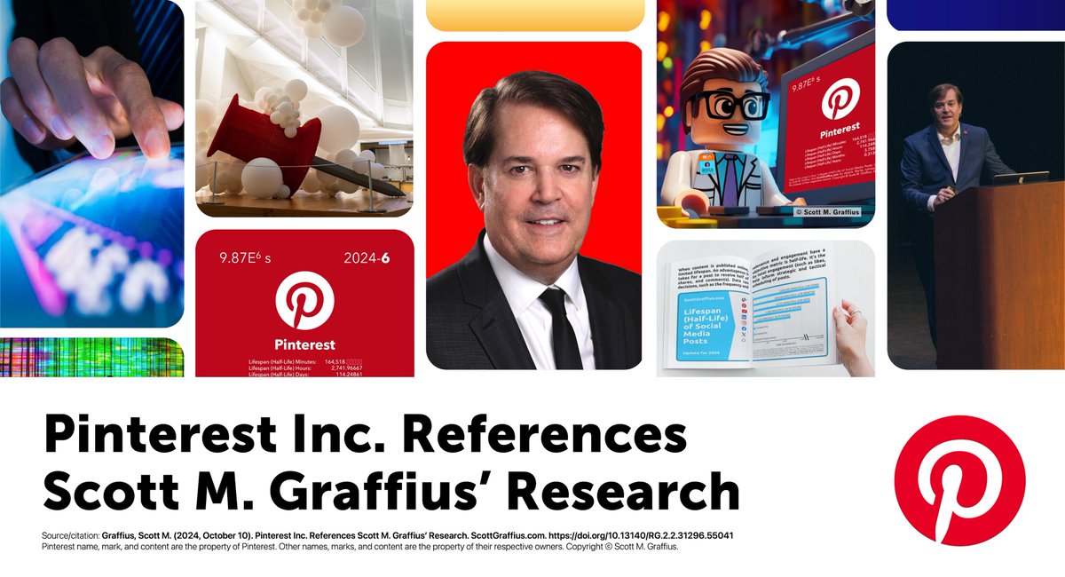 ScottGraffius's tweet image. 📌 Pinterest Inc. references my research in an article on their business blog! 

The full story including information on my “Lifespan (Half-Life) of Social Media Posts” research is here: scottgraffius.com/blog/files/pin… 

#Pinterest #Marketing #MMM #SocialMedia #SocialMediaResearch