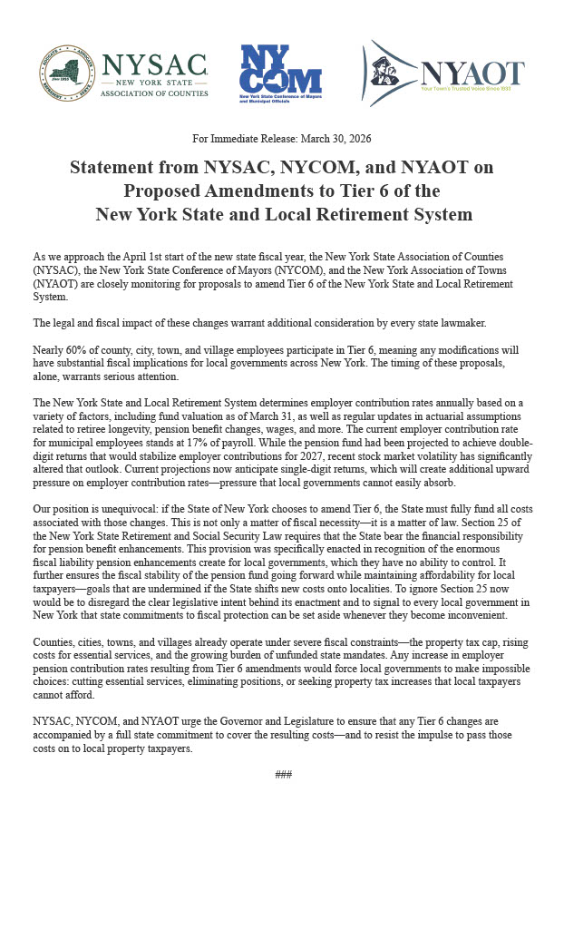 NYMayors's tweet photo. 🚨Joint Statement From NYCOM, @NYSCounties  and @nytowns https://t.co/MOPLkMN1zH