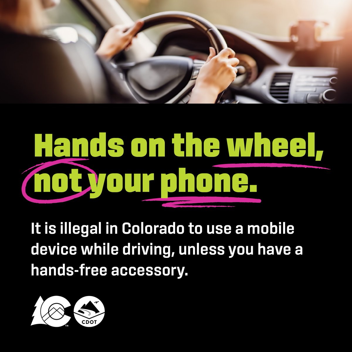 ColoradoDOT's tweet image. #CDOT #News: #Colorado’s hands-free law linked to 4.7% drop in distracted driving, preventing 600 crashes statewide. #DistractedDriving Awareness Month begins April 1.
📰codot.gov/news/2026/marc…
#DroptheDistraction @CSP_News #handsfree