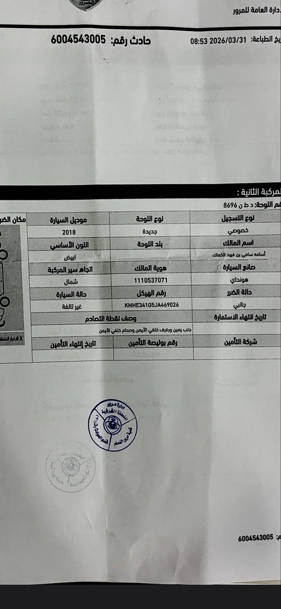 osam14105's tweet photo. @taqdeer_sa نناشدكم بإنصافي وإعادة فحص المركبة فنياً للتأكد من حداثة الضرر.
@TaqdeerSaudi
@SAMAcares
@Saudi_Public_Traffic
#تقدير #نجم #المرور #ظلم_تقدير #تأمين_السيارات https://t.co/3Csm5aMfcp