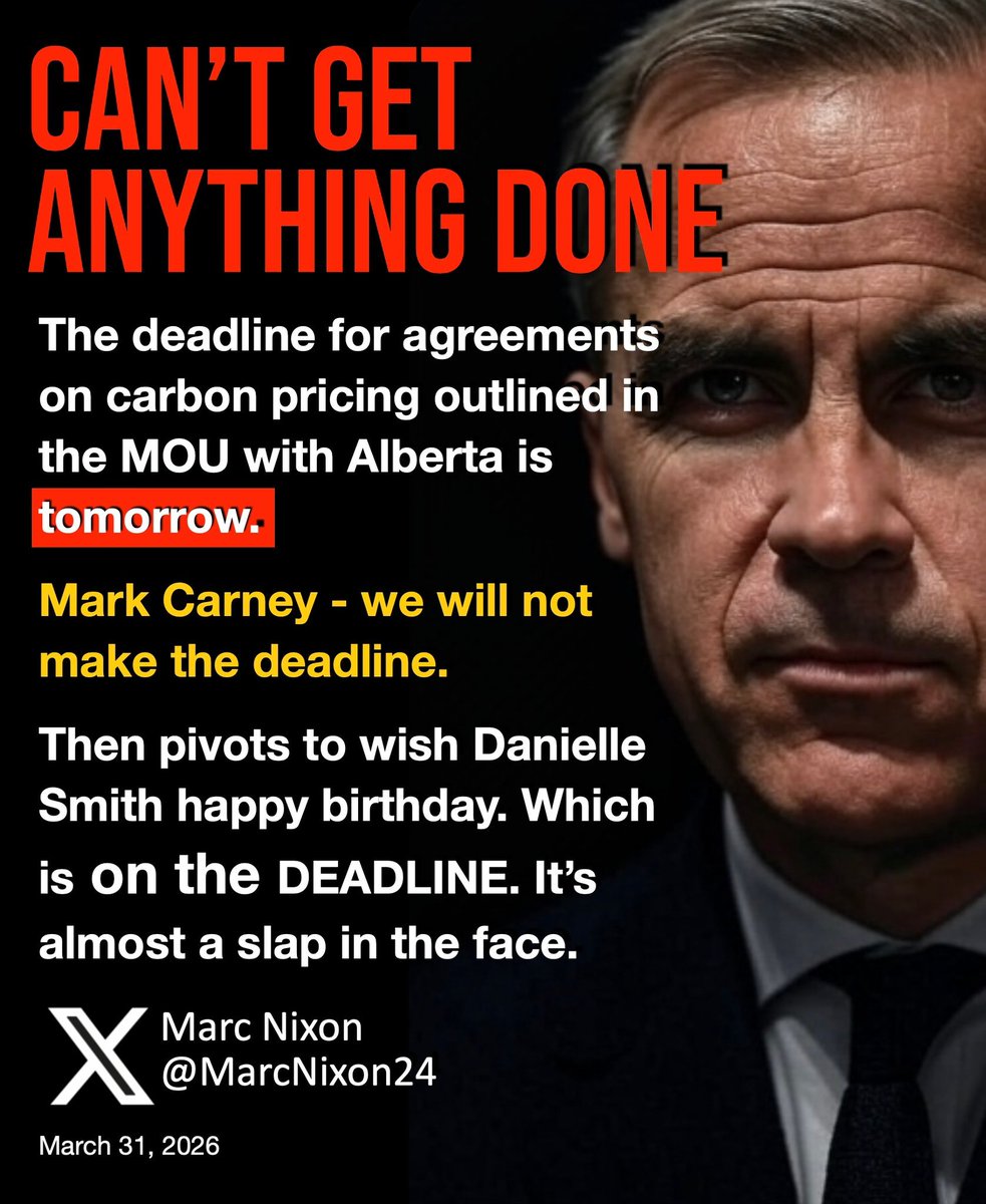 2021Ccmbc's tweet image. ⏲️ The deadline is tomorrow. #Carney already knows he’s going to miss it.

So instead of fixing it, he shrugs and starts wishing people happy birthday.🤷‍♂️🥳

That tells you everything.
This isn’t leadership. 
These are not serious people.

This is what managed decline looks like.