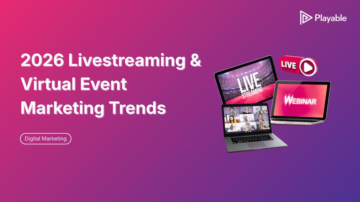 Playable_INC's tweet image. What’s next for digital marketing in 2026? A virtual event marketing strategy.

👉 Read our blog here: 
playable.video/blog/2026-live… 

#VirtualEvents #Livestreaming #DigitalMarketing #MarketingStrategy #MarTech #MarketingInnovation