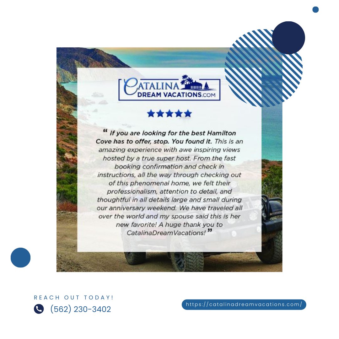 Experience the best Hamilton Cove at our oceanfront rental. Stunning views, thoughtful touches, seamless check-in, and comfort make it perfect for a memorable getaway. Reach out today!
#OceanfrontVacationRental #CatalinaDreamVacations
catalinadreamvacations.com