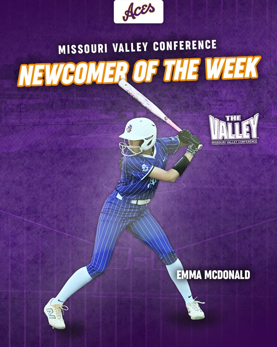 UEAthletics_SB's tweet photo. For the second time this season, Emma McDonald has been recognized as the Missouri Valley Conference Newcomer of the Week! She batted .429 in the series sweep over Drake.

📰 https://t.co/kipuRTCJP6
🥎 #ForTheAces https://t.co/sgXaK0omgJ