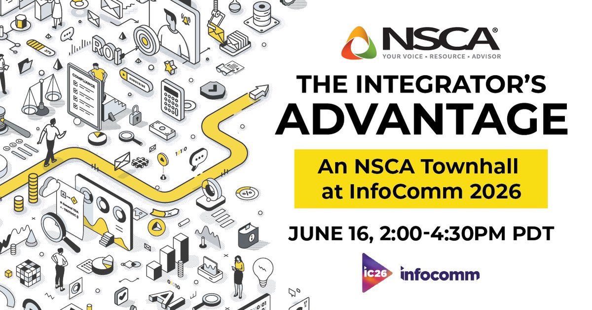 rAVePubs's tweet image. The AV integration landscape is shifting. AI. Cybersecurity. New business pressures. Are you ready?

Don't miss the @NSCA_Systems Town Hall at #InfoComm 2026 on Tue., June 16 | 2:00–4:30 PM PDT 

$99 members / $149 non-members. 

Use code NSCA to save when registering
🔗