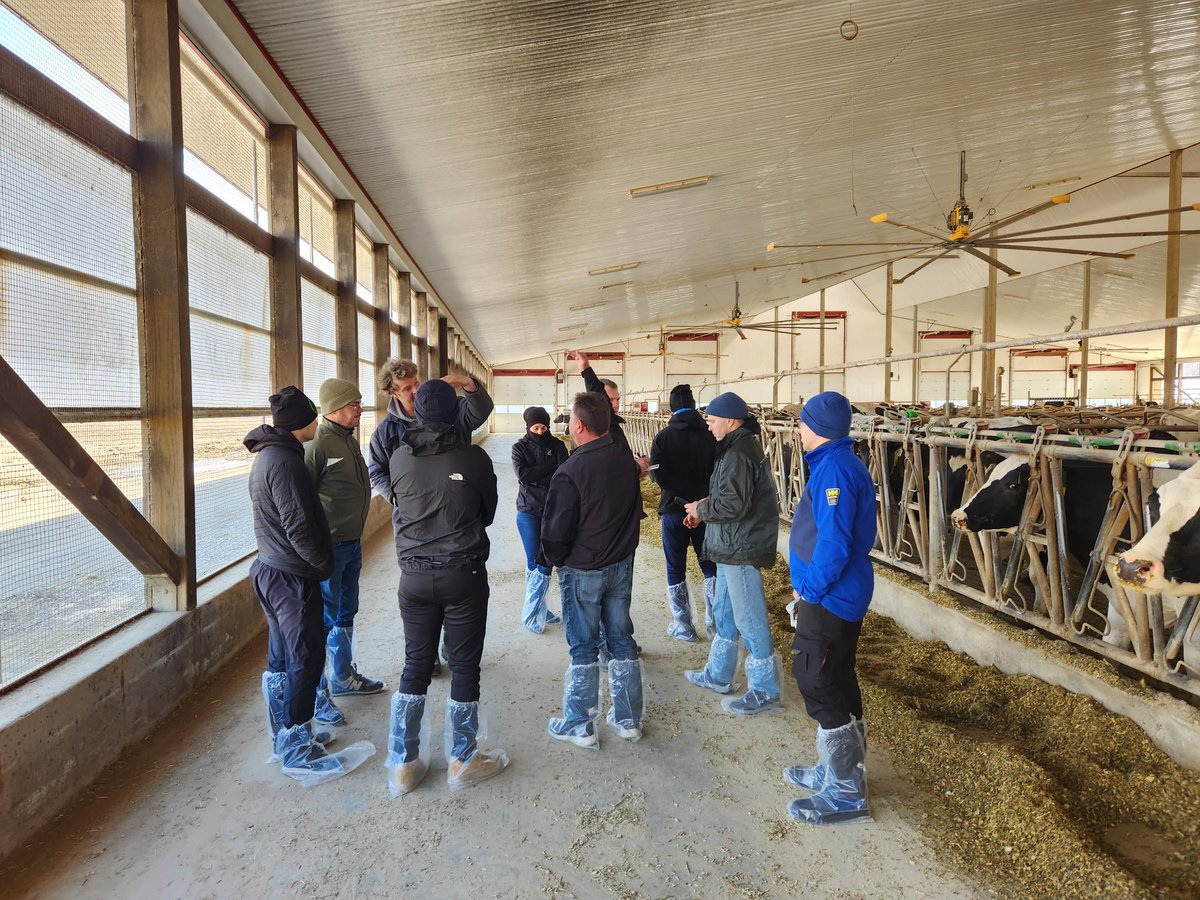Promat_Inc's tweet photo. A group of Dairy Producers from eastern Europe are in Canada to attend CDX this week and while they are here they visited Promat and enjoyed visiting a few dairy farms. These farms featured Pack mats, ISO waterbeds, Comfort Mats, Pasture Mats and Wave Waterbeds. https://t.co/tvYN3UiouT