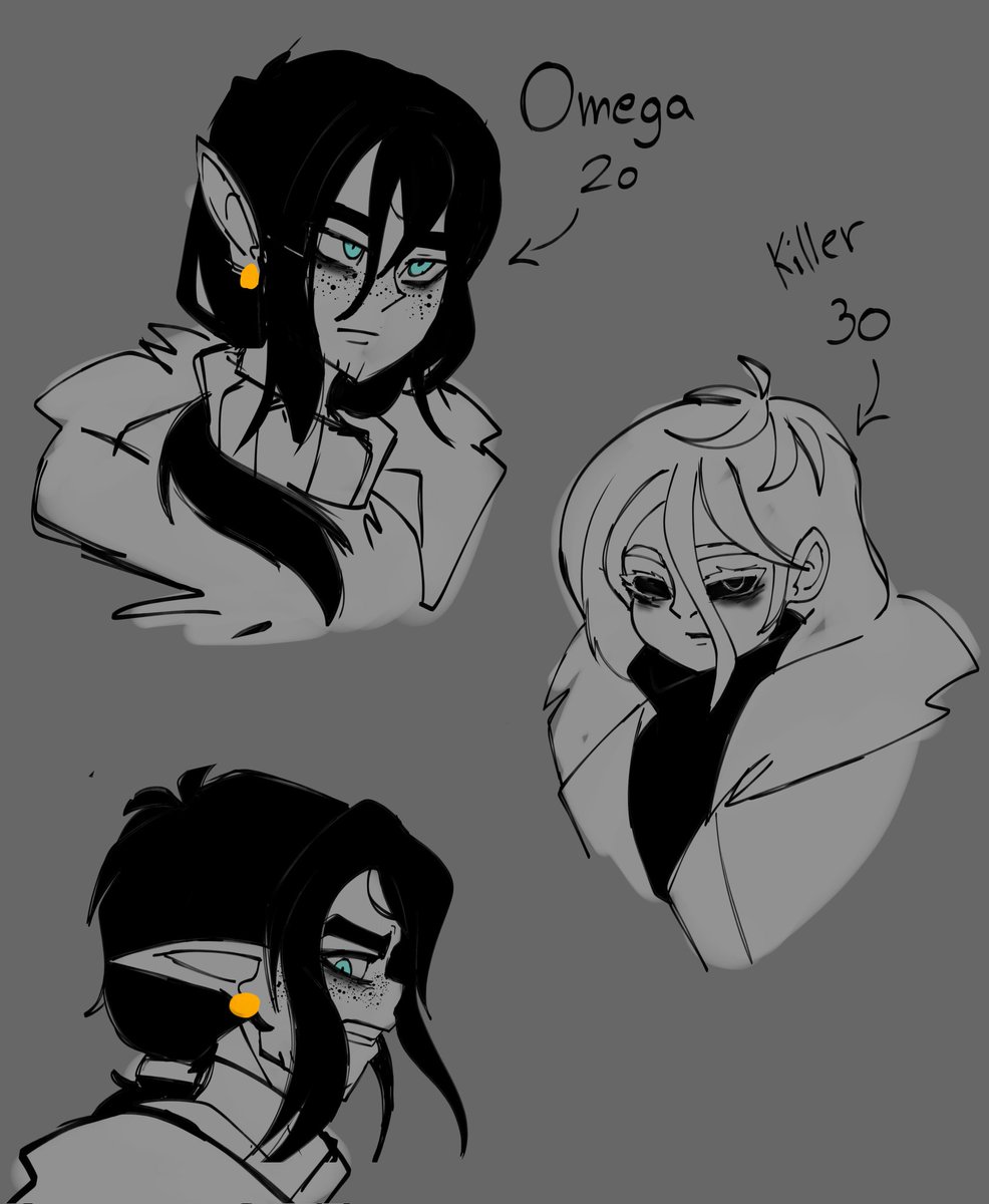 lolitaaaaD1's tweet image. Context: When Omega was 10 years old, he was found by Nightmare. Omega, who was afraid that his adoptive father might die, accepted going with Nightmare to Outertale, where he was trained by Killer to become an assassin and a slave of Nightmare.

#Omegasans #Killersans #human #ut